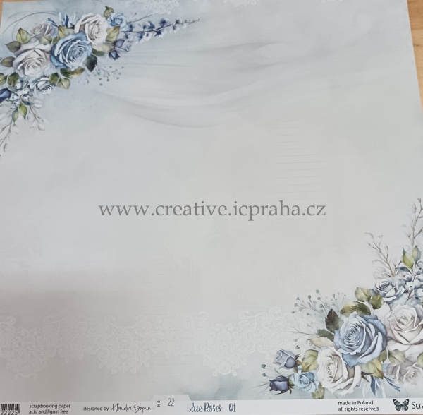 ScrapAndMe Blue Roses 01/02 30.5x30.5cm 250g/m2